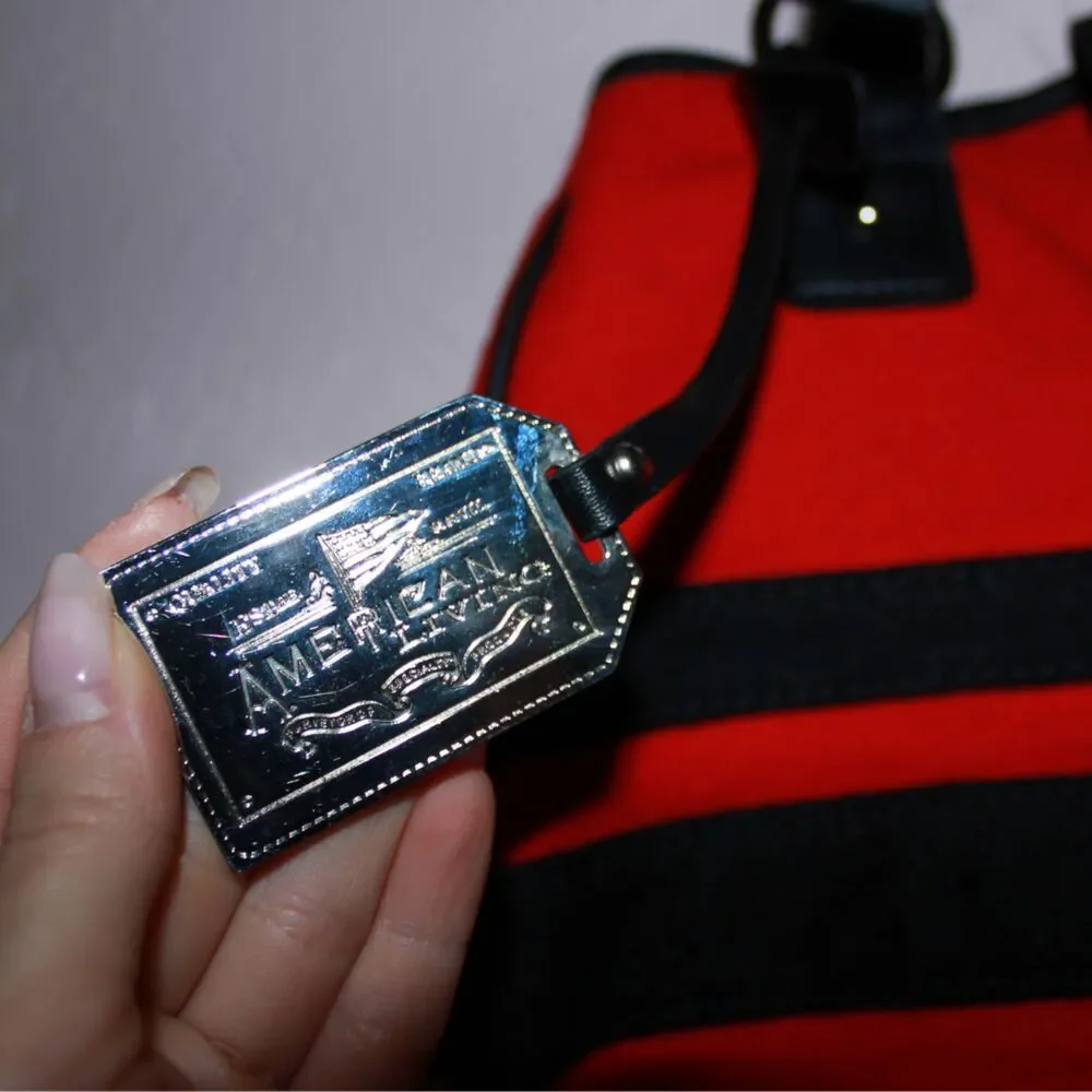 American Living Red Black Cotton Shoulder Bag Satchel Purse